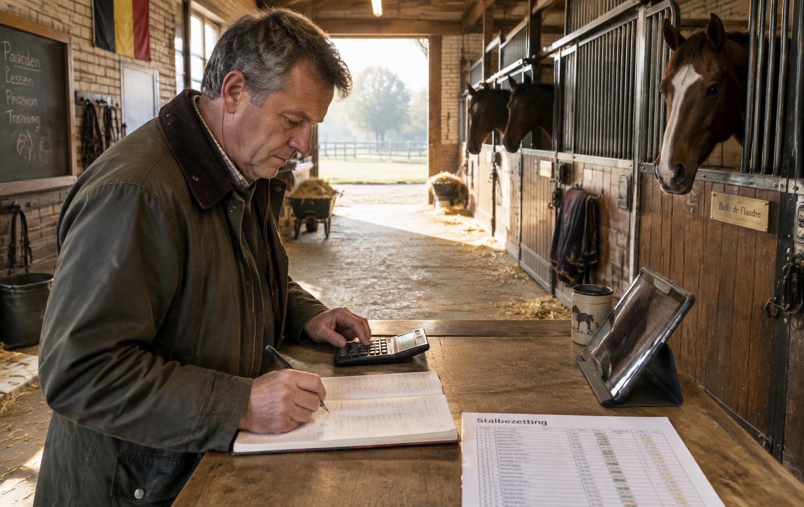 Manege-eigenaar berekent kosten en break-even van de manege